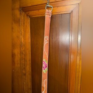 Vintage Floral Embroidered Tan Leather Belt